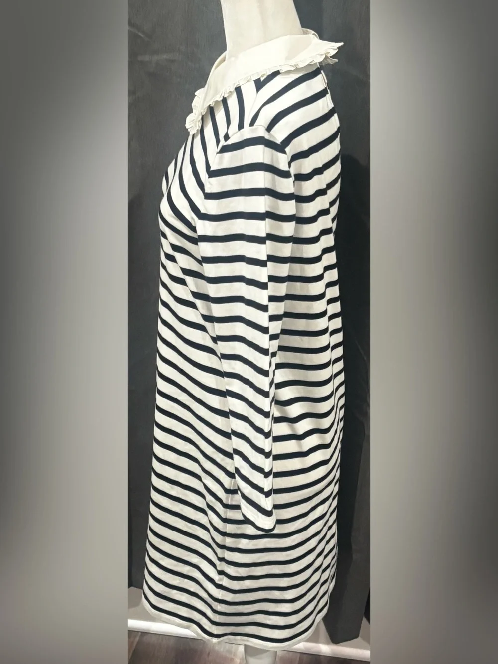NWT Kate Spade New York Poplin Collar Striped Tee Dress French Cream Medium
